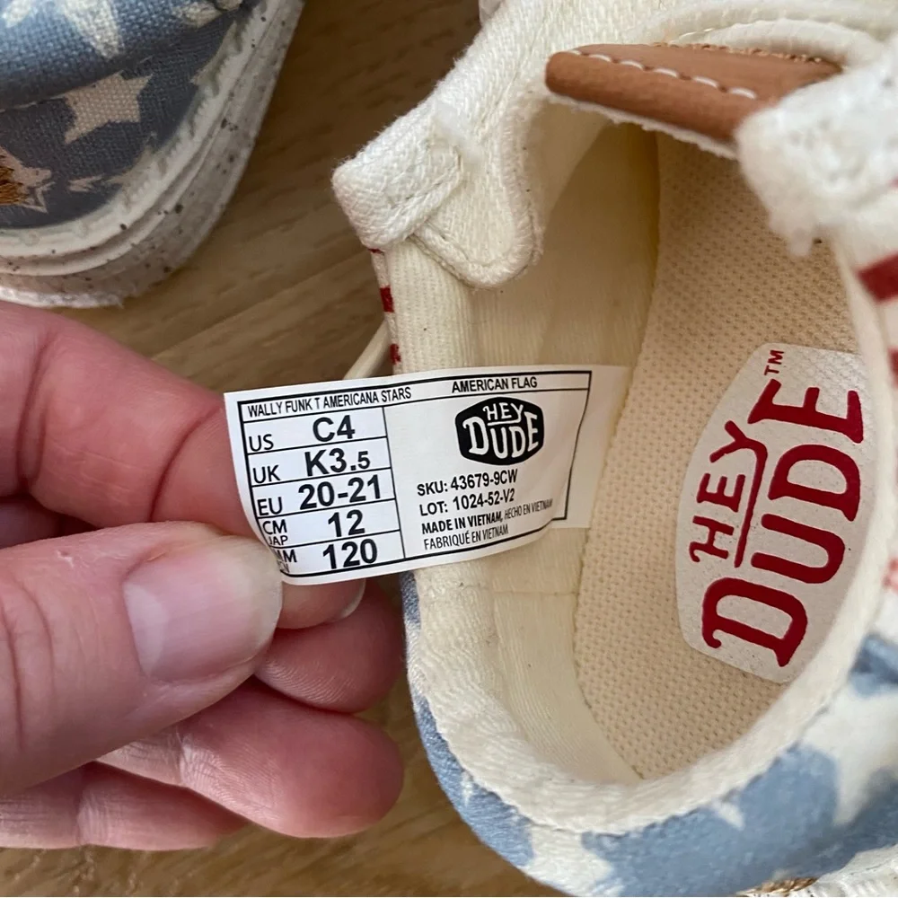 HEY DUDE Wally Funk Toddler Americana Stars Shoes